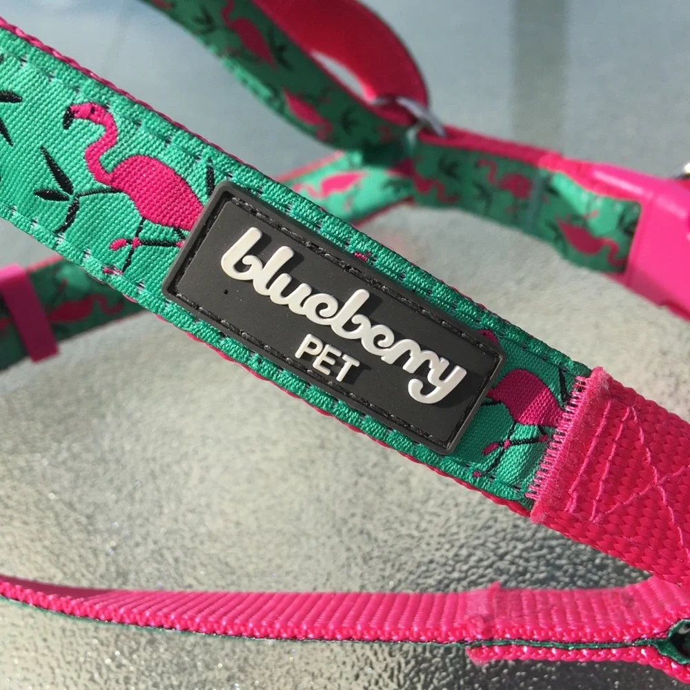 Blueberry Pet Flamingo Dog Harness Green and Pink NWOT - Chest = 19”